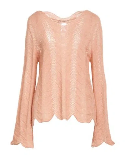 Twinset Woman Sweater Light Brown Size Xl Polyamide, Mohair Wool, Wool In Pink