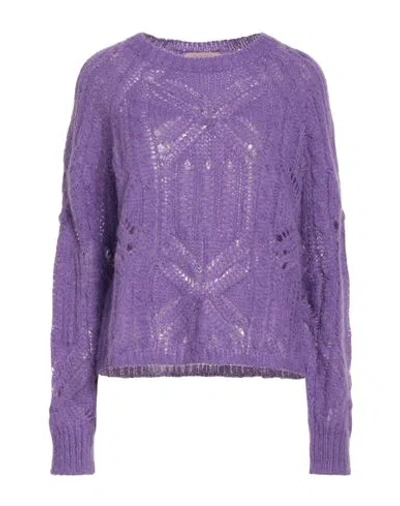 Twinset Woman Sweater Purple Size M Mohair Wool, Alpaca Wool, Polyamide