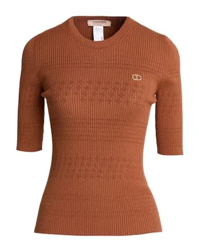 Twinset Woman Sweater Tan Size L Viscose, Polyester