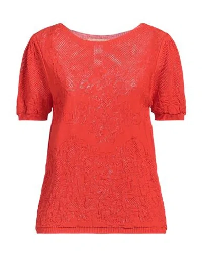 Twinset Woman Sweater Tomato Red Size M Viscose, Polyamide