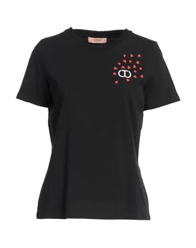 Twinset Woman T-shirt Black Size L Cotton
