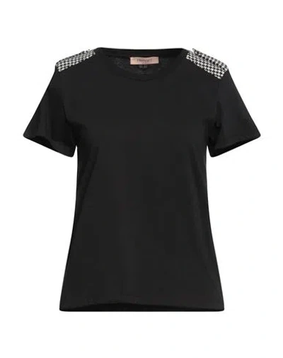 Twinset Woman T-shirt Black Size S Cotton