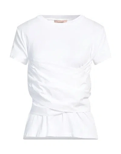 Twinset Woman T-shirt White Size S Cotton, Elastane