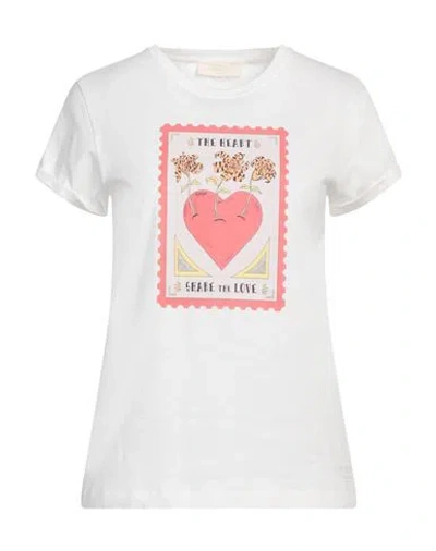 TWINSET TWINSET WOMAN T-SHIRT WHITE SIZE L COTTON, LYOCELL