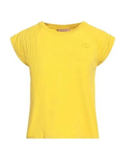 Twinset Woman T-shirt Yellow Size Xs Cotton, Polyester
