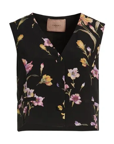 Twinset Woman Tailored Vest Black Size 6 Viscose