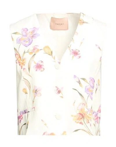 Twinset Woman Tailored Vest Cream Size 6 Viscose In Multi