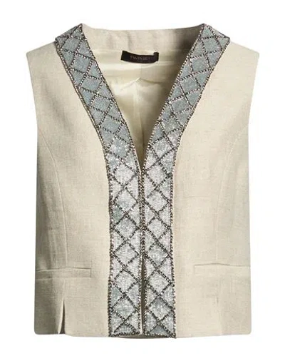 Twinset Woman Tailored Vest Light Grey Size 14 Linen In Gray