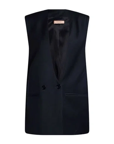 Twinset Woman Tailored Vest Midnight Blue Size 2 Polyester, Wool, Viscose, Elastane