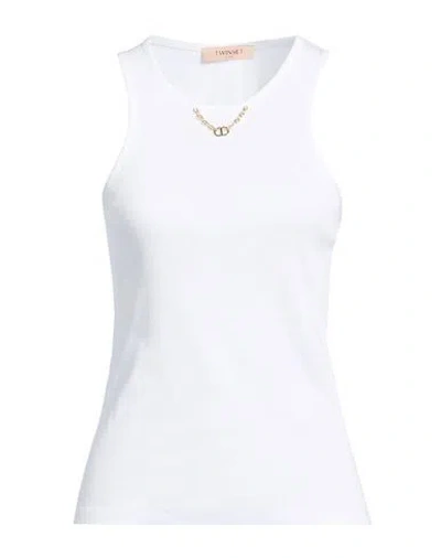 Twinset Woman Tank Top White Size Xs Cotton