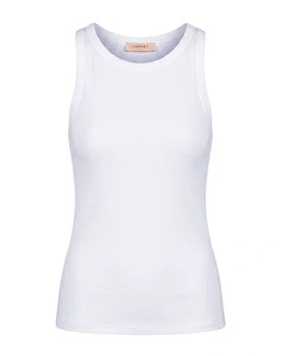 Twinset Woman Tank Top White Size Xxl Cotton