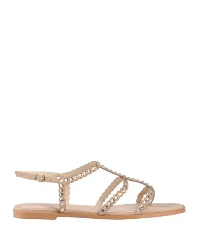 Twinset Woman Thong Sandal Beige Size 6 Leather