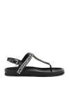 Twinset Woman Thong Sandal Black Size 7 Textile Fibers In Black