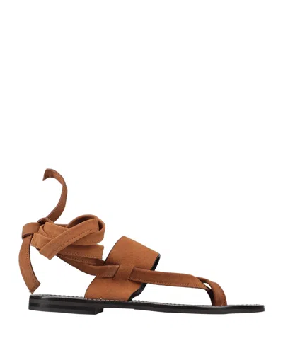 Twinset Toe Strap Sandals In Brown