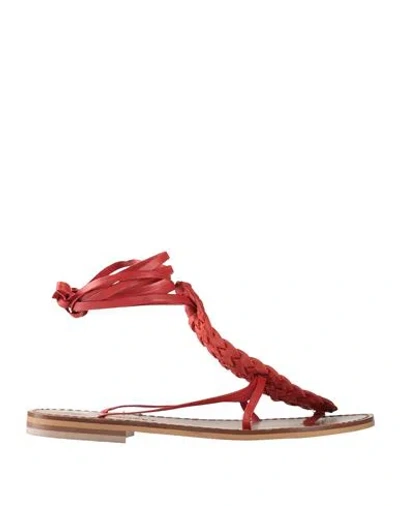 Twinset Woman Thong Sandal Rust Size 7 Leather