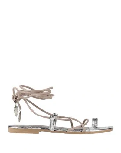 Twinset Woman Thong Sandal Taupe Size 7 Textile Fibers In Neutral