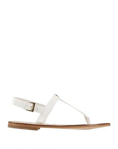 Twinset Woman Thong Sandal White Size 6 Leather