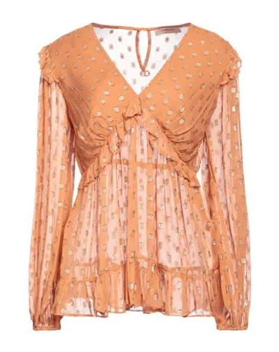 TWINSET TWINSET WOMAN TOP APRICOT SIZE 8 VISCOSE, POLYESTER 