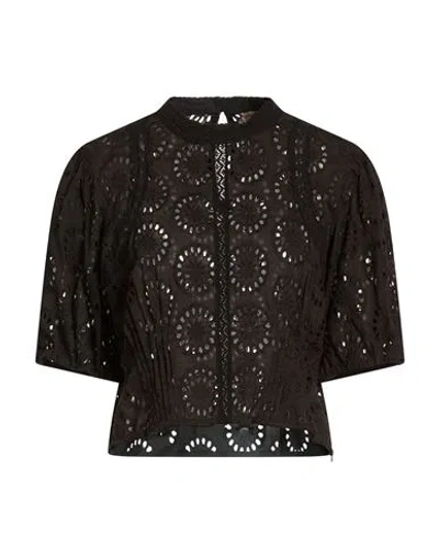 Twinset Woman Top Black Size 10 Cotton