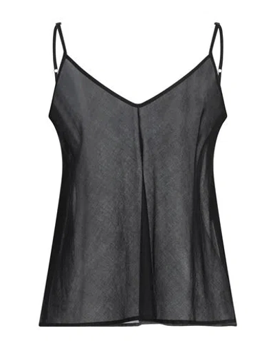 Twinset Woman Top Black Size 10 Cotton