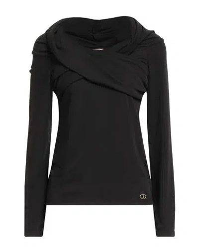 Twinset Woman Top Black Size 10 Polyester, Elastane