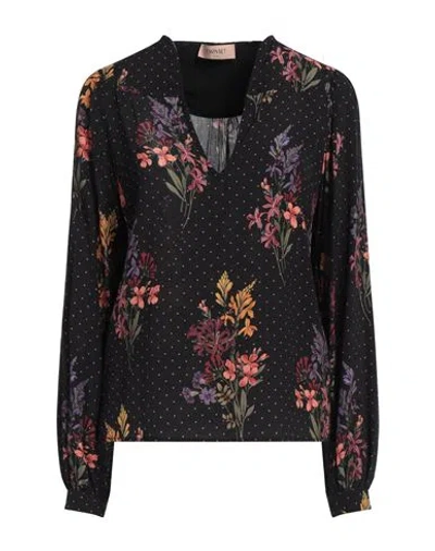 Twinset Mix-print V-neck Blouse In Black