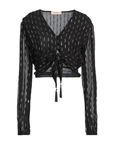 Twinset Woman Top Black Size 8 Viscose