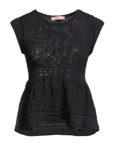 Twinset Woman Top Black Size L Polyamide