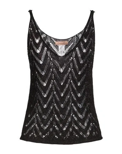 Twinset Woman Top Black Size L Viscose, Metallic Polyester