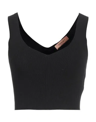 TWINSET TWINSET WOMAN TOP BLACK SIZE XS VISCOSE, POLYESTER