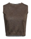 Twinset Woman Top Bronze Size S Viscose, Metallic Polyester, Polyamide In Yellow