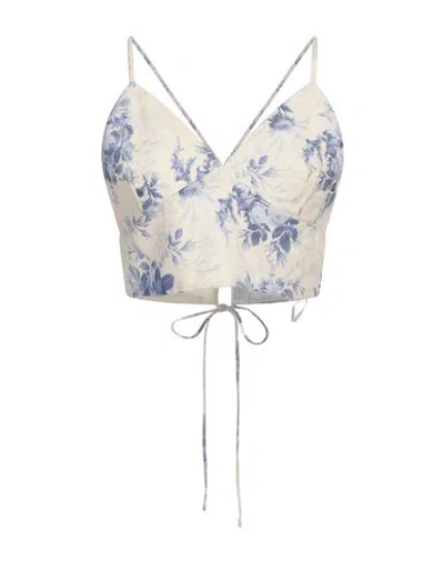 Twinset Woman Top Ivory Size 12 Linen, Cotton In White