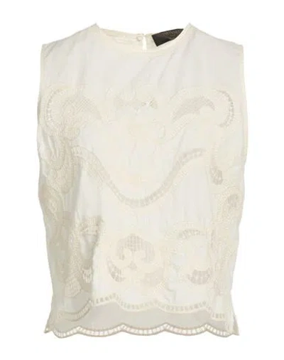 Twinset Woman Top Ivory Size 14 Cotton In White