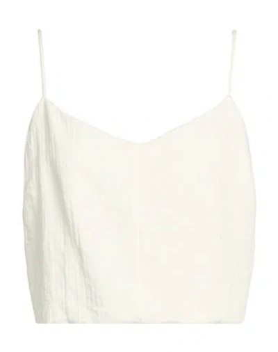 Twinset Woman Top Ivory Size 8 Viscose, Polyamide, Lyocell, Linen In Neutral