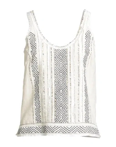 Twinset Woman Top Off White Size 4 Linen, Cotton