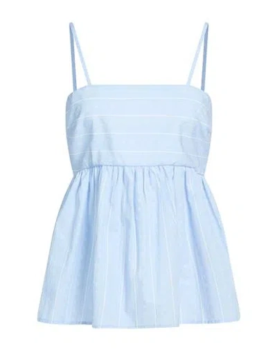 Twinset Woman Top Sky Blue Size 8 Cotton In Multi