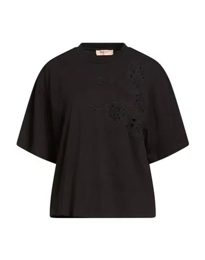 Twinset Woman T-shirt Black Size S Cotton