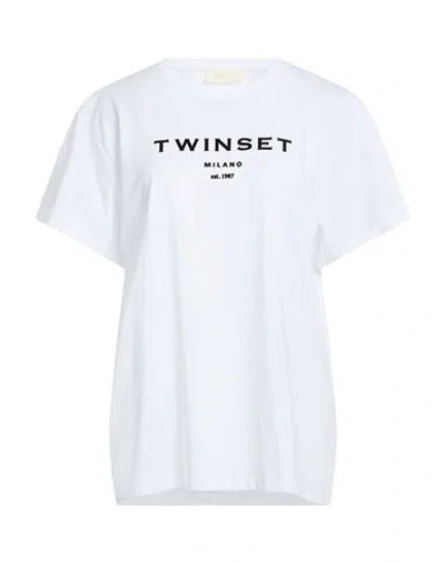 Twinset Woman T-shirt White Size L Cotton