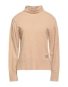 Twinset Woman Turtleneck Beige Size L Virgin Wool, Cashmere In Beige