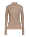 Twinset Woman Turtleneck Camel Size S Viscose, Polyester, Polyamide In Sand