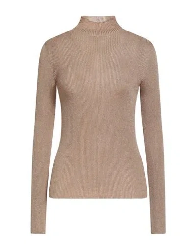 Twinset Woman Turtleneck Camel Size S Viscose, Polyester, Polyamide In Sand