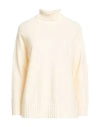 Twinset Woman Turtleneck Cream Size L Wool, Cashmere In Multi