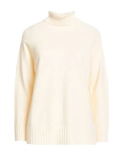 Twinset Woman Turtleneck Cream Size L Wool, Cashmere In Multi
