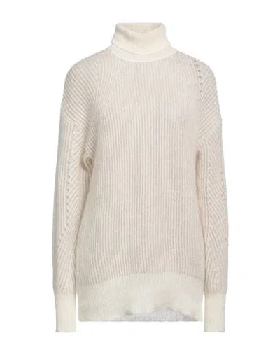 Twinset Woman Turtleneck Ivory Size M Polyamide, Mohair Wool, Viscose, Polyester, Wool In White