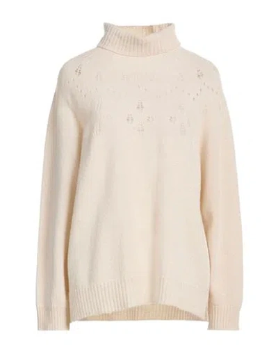Twinset Woman Turtleneck Ivory Size S Wool, Cashmere, Polyester In Neutral