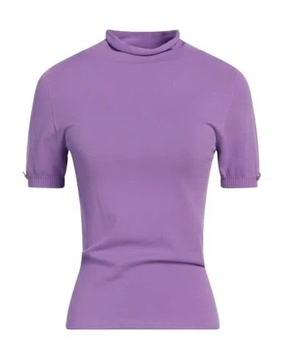 Twinset Woman Turtleneck Mauve Size S Viscose, Polyester In Purple