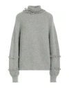 Twinset Woman Turtleneck Sage Green Size L Viscose, Mohair Wool, Alpaca Wool, Polyamide, Metallic Po In Sage Green