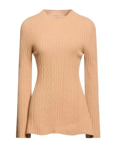 Twinset Woman Turtleneck Sand Size M Wool, Cashmere In Brown
