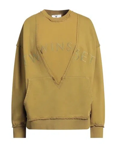 Twinset Woman Twin Set Khaki Size S Cotton In Beige