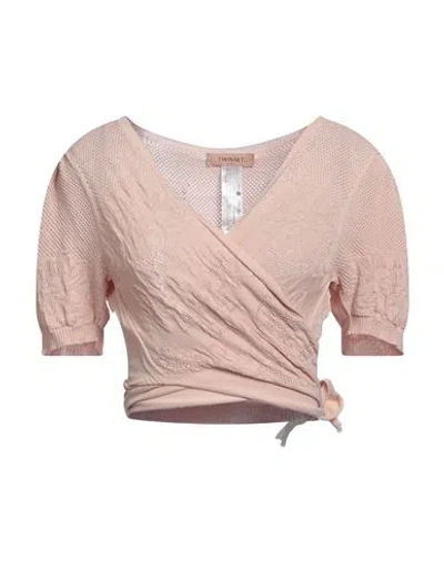 Twinset Woman Wrap Cardigans Antique Rose Size M Viscose, Polyamide In Pink